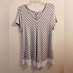Gray and white striped Cato Top